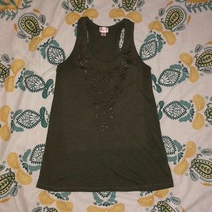 Green tank top with beading down the front